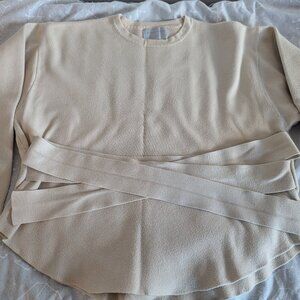 Modern Citizen Nara Tie-Front Knit Sweater in Beige (Sz Small)